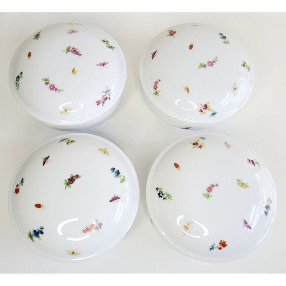Limoges Chamart Porcelain Bowls With Lids Floral & Insect Trinkets set of 4 - Picture 1 of 16